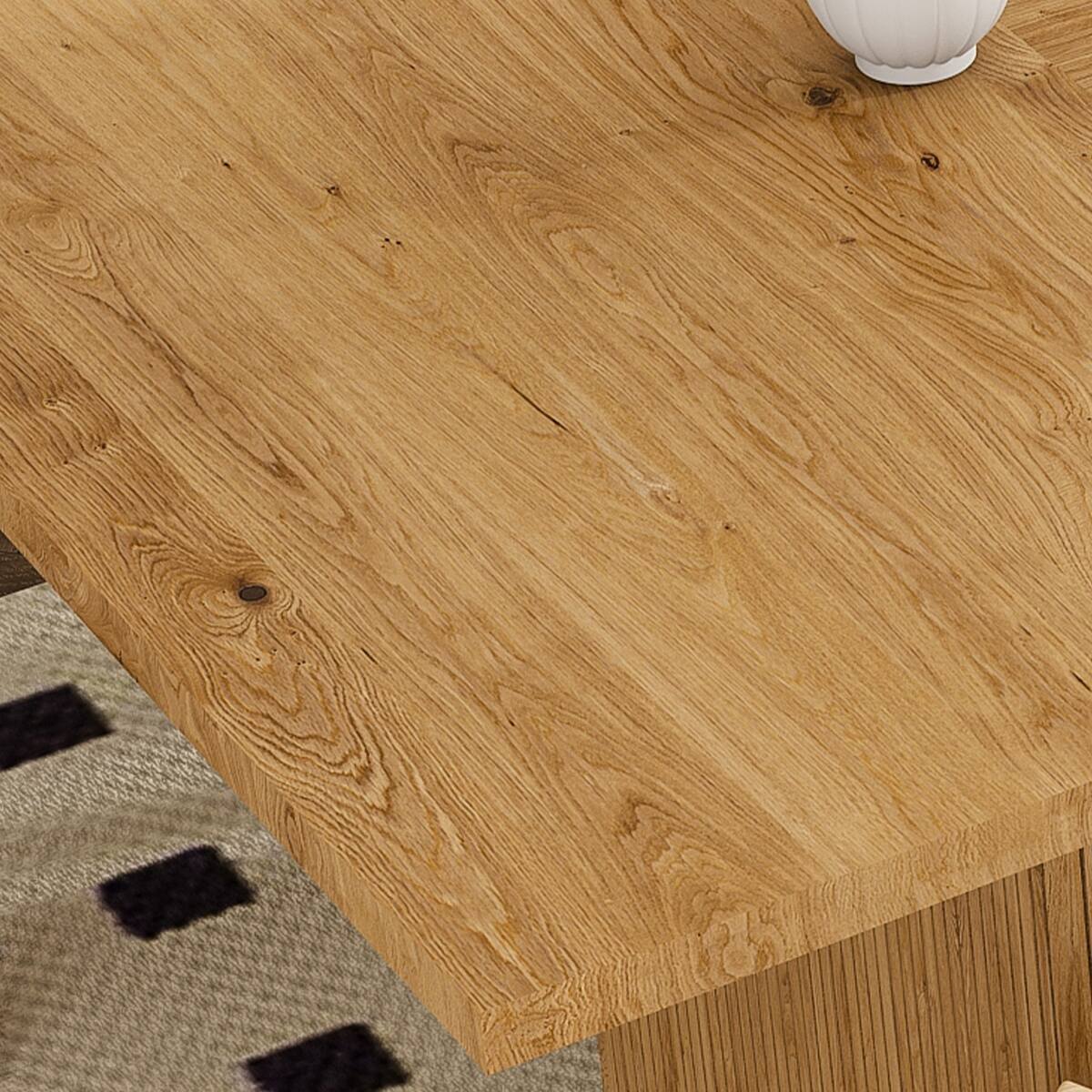 Alt View 6. Loheer - Loheer 78 Inch Dining Table for 6, Modern Farmhouse Rectangular Oak Wood Veneer Table with Storage Base - Oak.