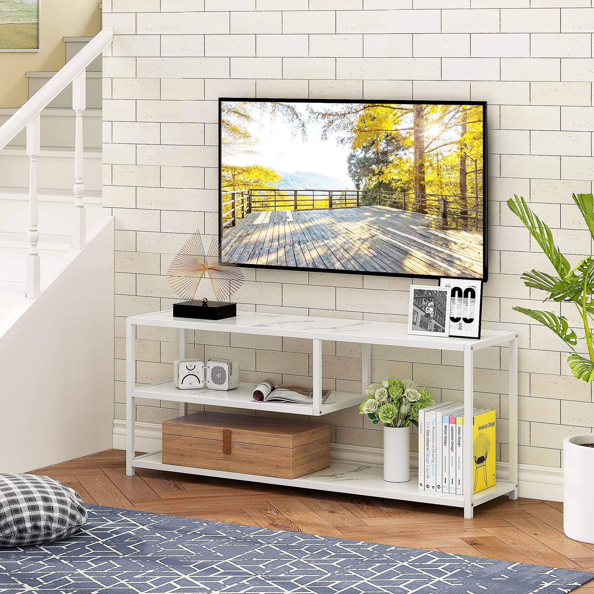 Alt View 5. Hirose Alice - Tv Stand For Tvs Up To 55 Inch 3 Tier Entertainment Center Media Console With Open Storage Shelves Living Room... - 47" Gold.