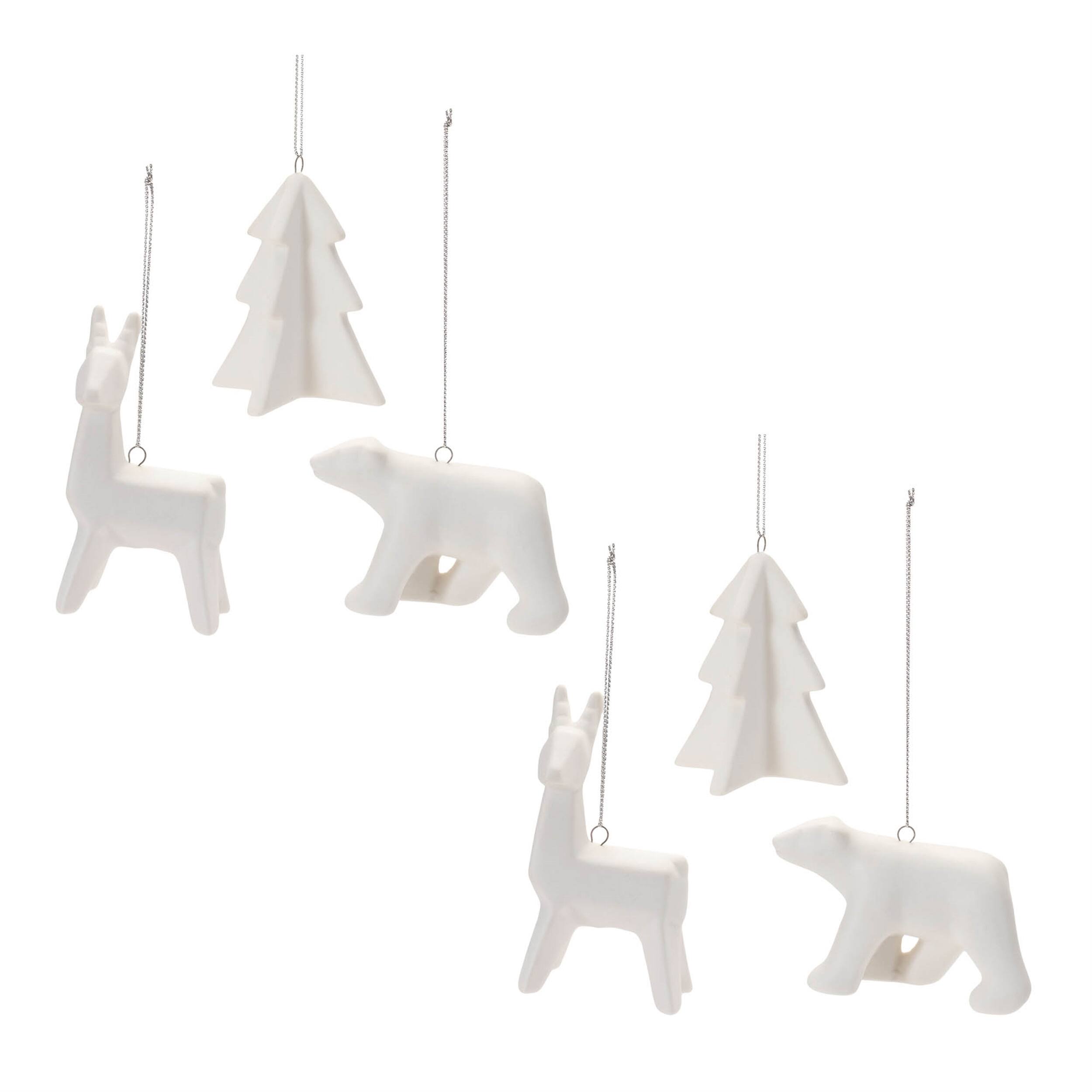 Alt View 3. BreeBe - Modern Ceramic Animal Ornaments (Set of 6) - White.