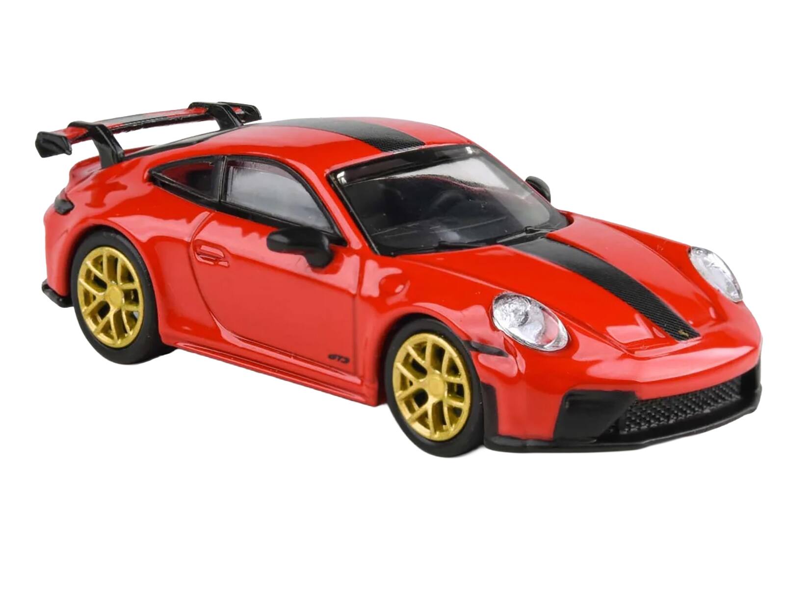 Back. Paragon - 2025 Porsche 911 GT3 (992.2) Guards Red with Carbon Stripe and Gold Wheels 1/64 Diecast Model Car by Paragon Models - Red.