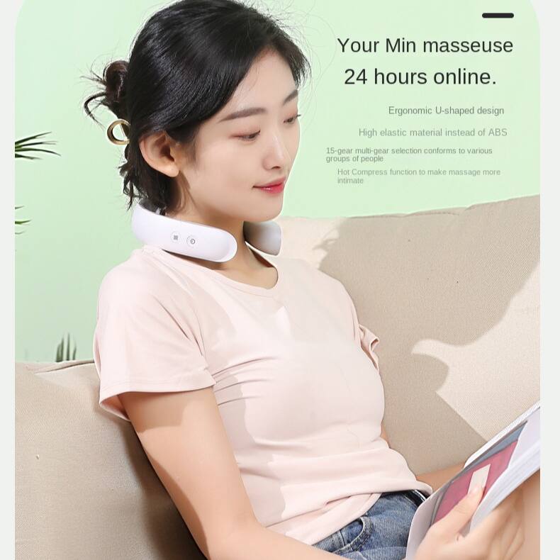 Your Mini masseuse 24 hours online.  
Ergonomic U-shaped design  
High elastic material instead of ABS  
15-gear multi-gear selection conforms to various groups of people  
Hot Compress function to make massage more intimate