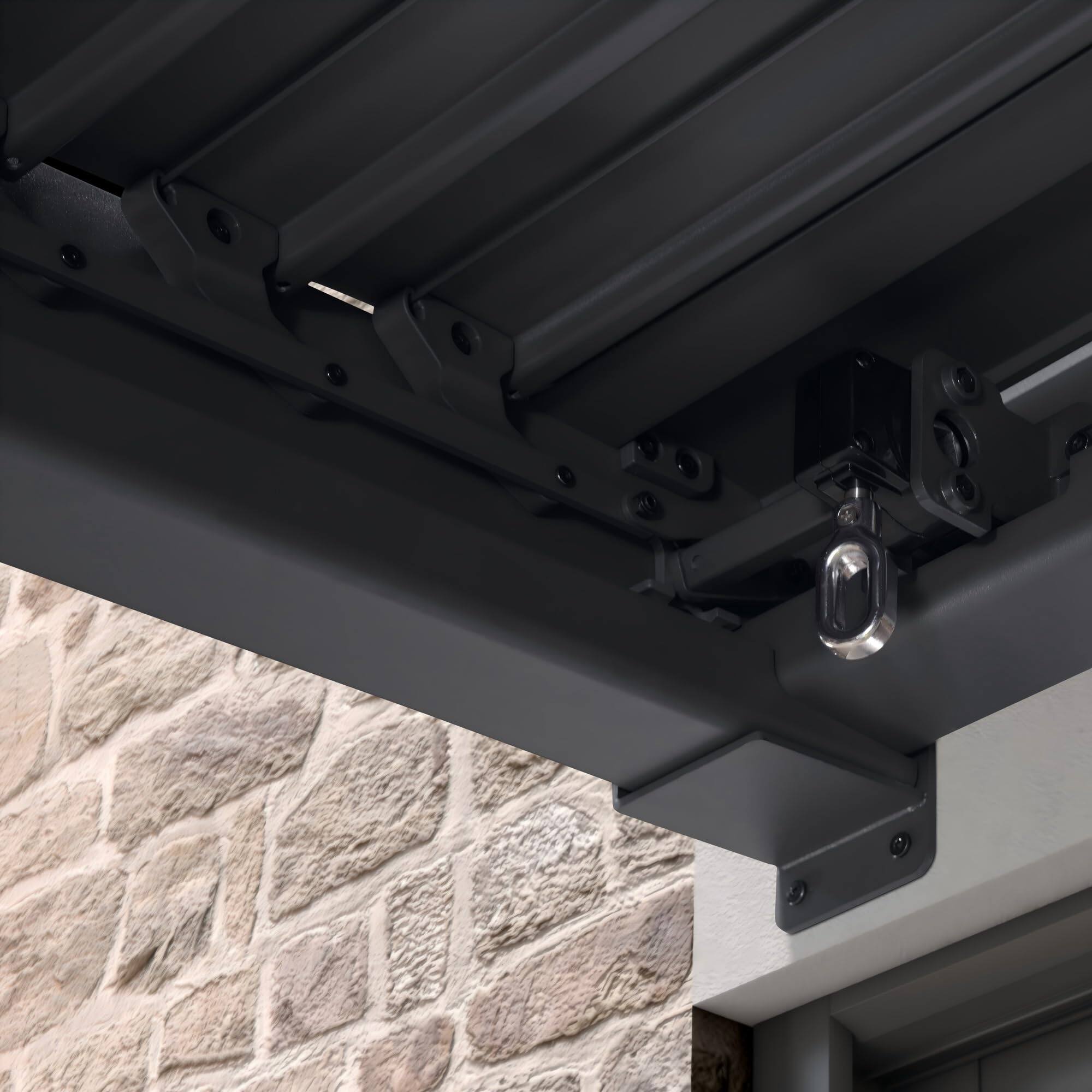 Alt View 8. PURPLE LEAF - Wall Mounted Louvered Pergola All-Aluminum Patio Cover with Adjustable Roof Hidden Gutter Drainage for Patio Garden Yard - 8'×12'.