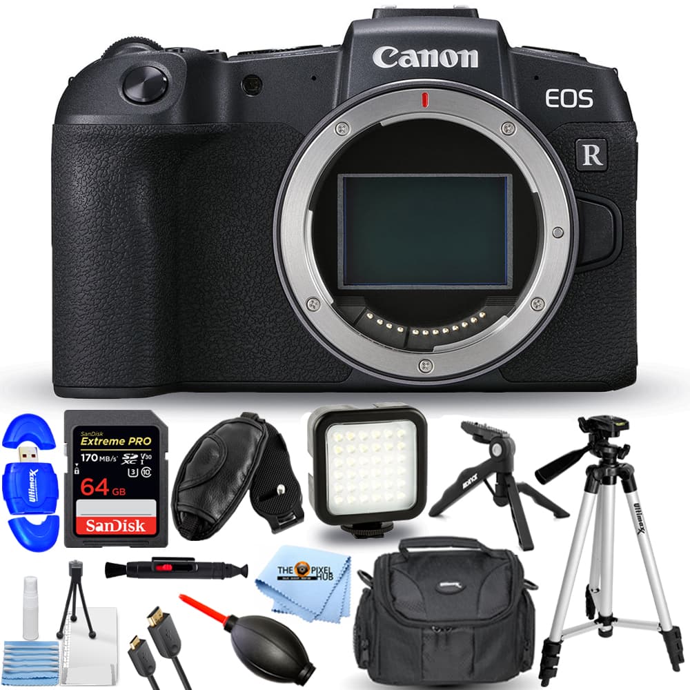 Canon - EOS RP Mirrorless Digital Camera (Body Only) + 64GB + LED Light Kit Bundle