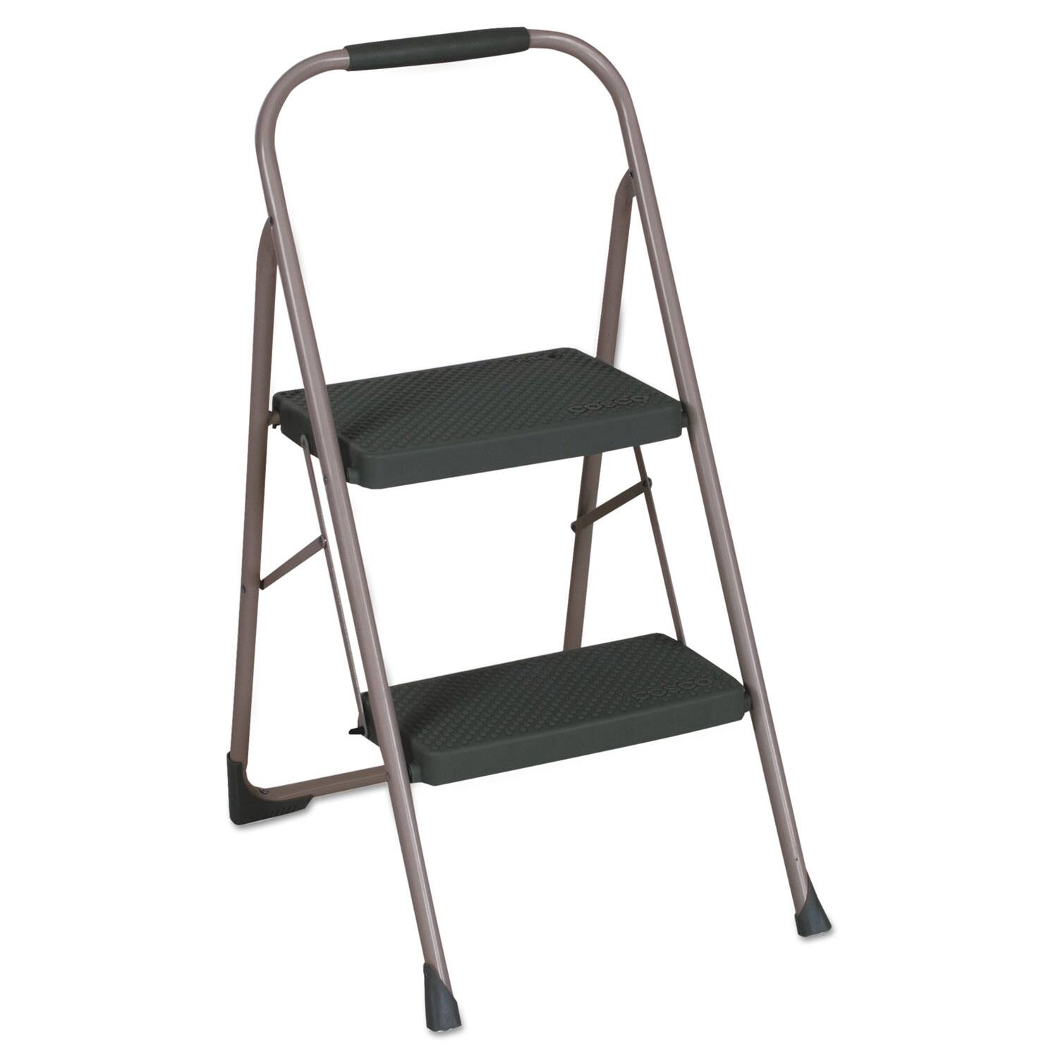 Front. Cosco - Big Step Folding Stool 2 Step 200 lb Capacity 20.5" Working Height 22" Spread Black/Gray - Gray|Black.