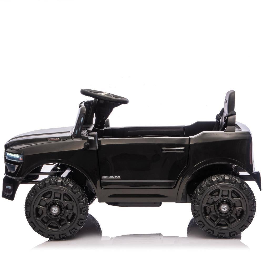 Angle. BreeBe - Licensed Dodge RAM 3500 12V Kids Ride On Truck w/ Remote, 2WD, Suspension, LED Lights, Music, Bluetooth, Ages 3-6 - Black.