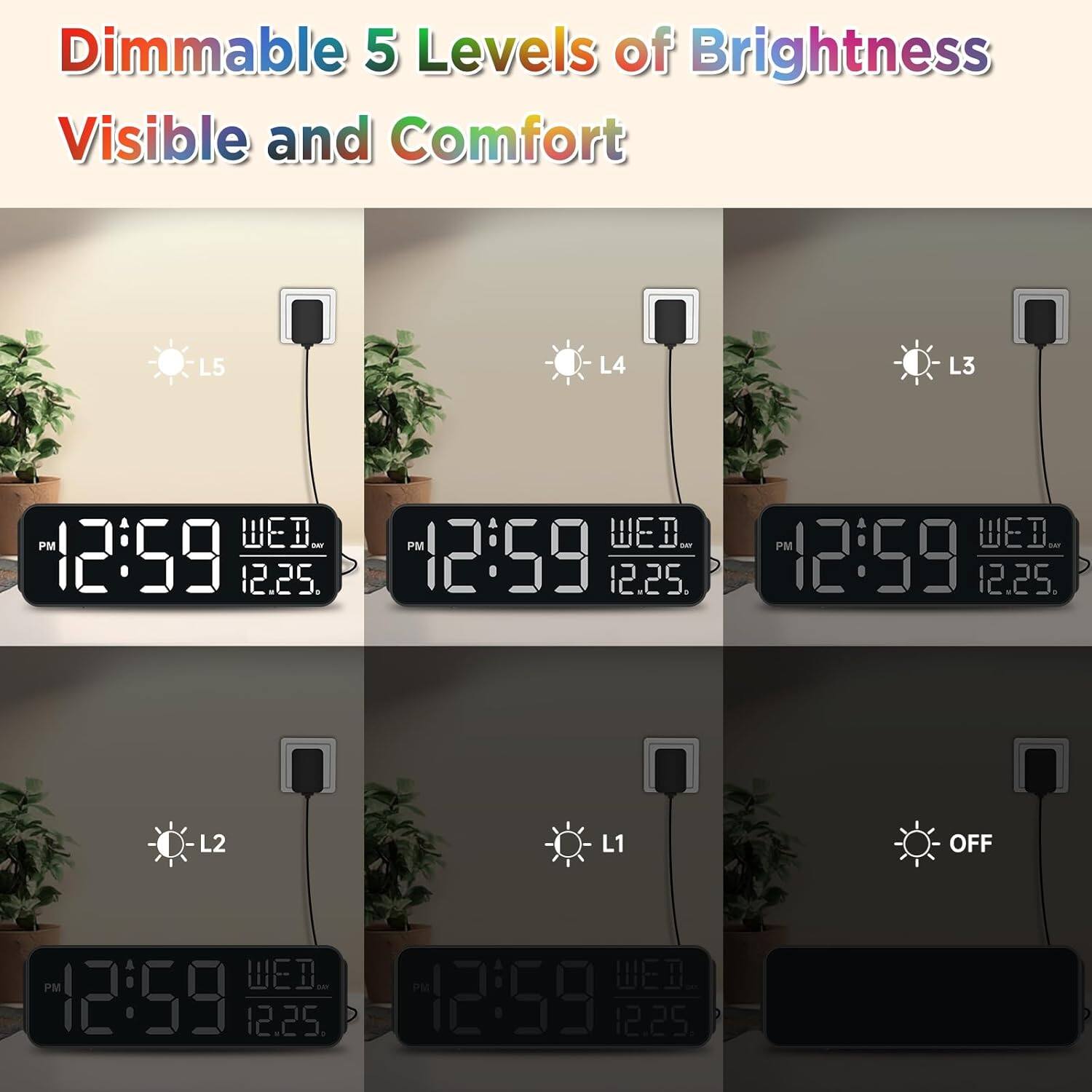 Dimmable 5 Levels of Brightness  
Visible and Comfort  

L5  
L4  
L3  
L2  
L1  
OFF