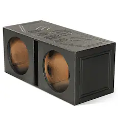 Front. QPower - QPower QBOMB12V Dual 12" Vented Ported Subwoofer Sub Box with Bedliner Spray - Black.