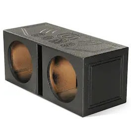 QPower - QBOMB12V Dual 12" Vented Ported Subwoofer Sub Box with Bedliner Spray - Black