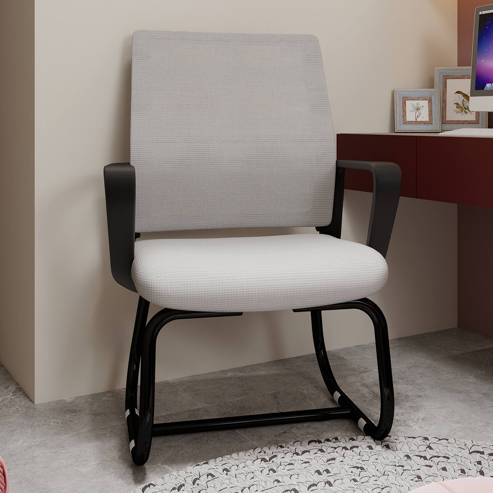Alt View 4. GOODSILO - Minimalist Modern Office Chair - Metal Frame, Soft Cushion, Home & Office Use - Black+ Gray.