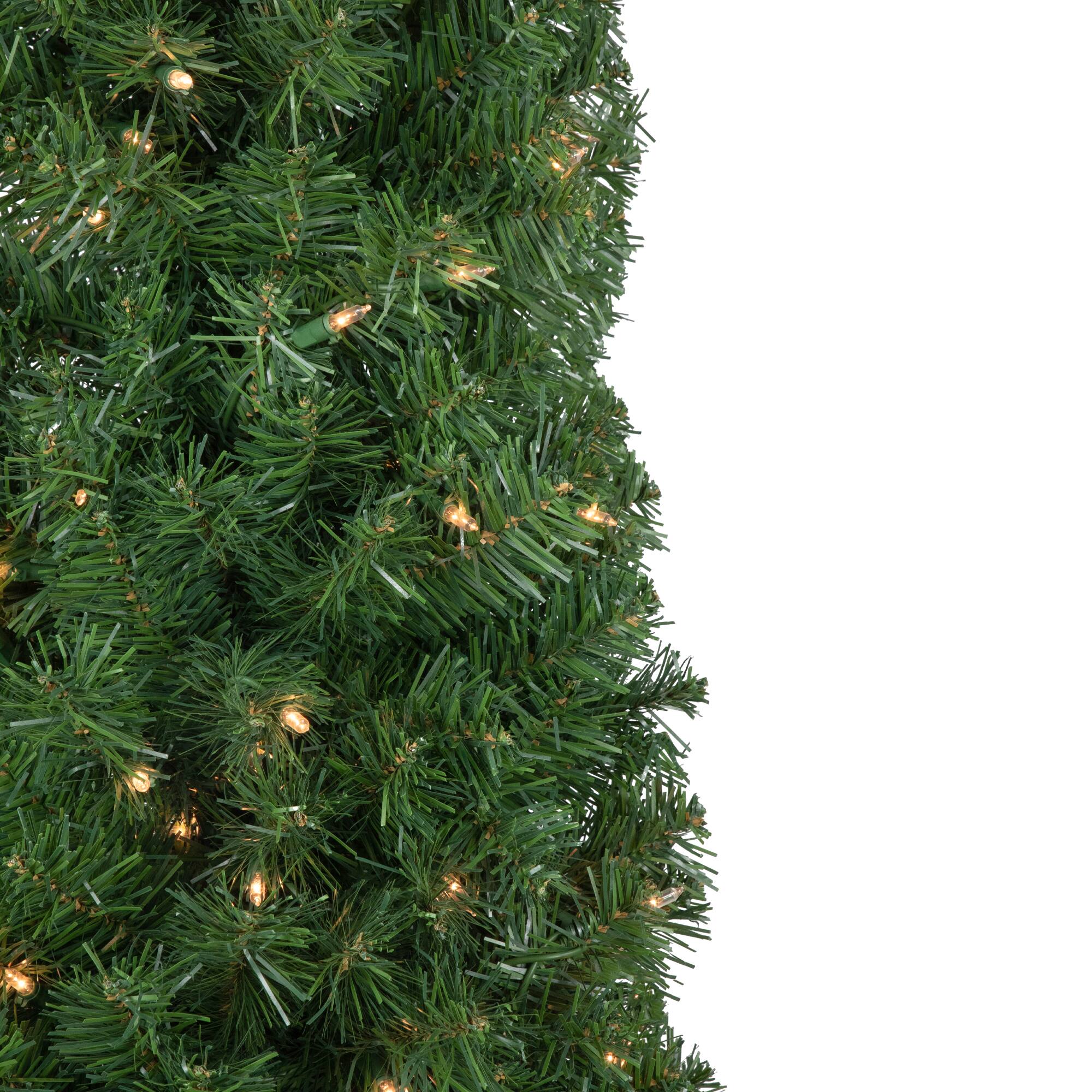 Alt View 3. Northlight - 6' x 20" Pre-Lit Traditional Green Pine Pencil Artificial Christmas Tree - Clear Lights - Green.