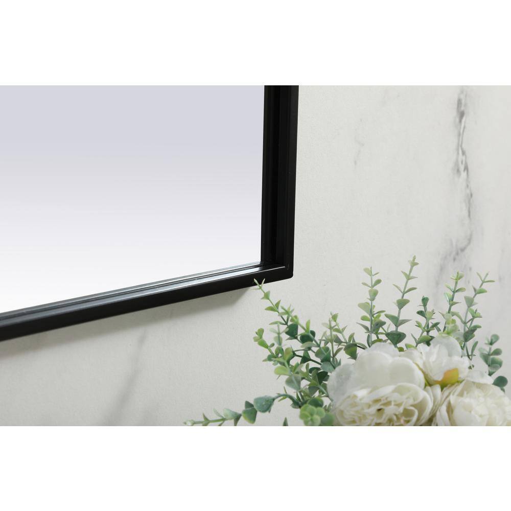 Back. Elegant Decor - Metal Frame Arch Mirror 39x24 Inch in Black - Black.