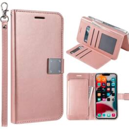 Entronix - Case Compatible with Galaxy S26 Ultra - Foldable Leather Wallet, Card Holder & Lanyard - Rose