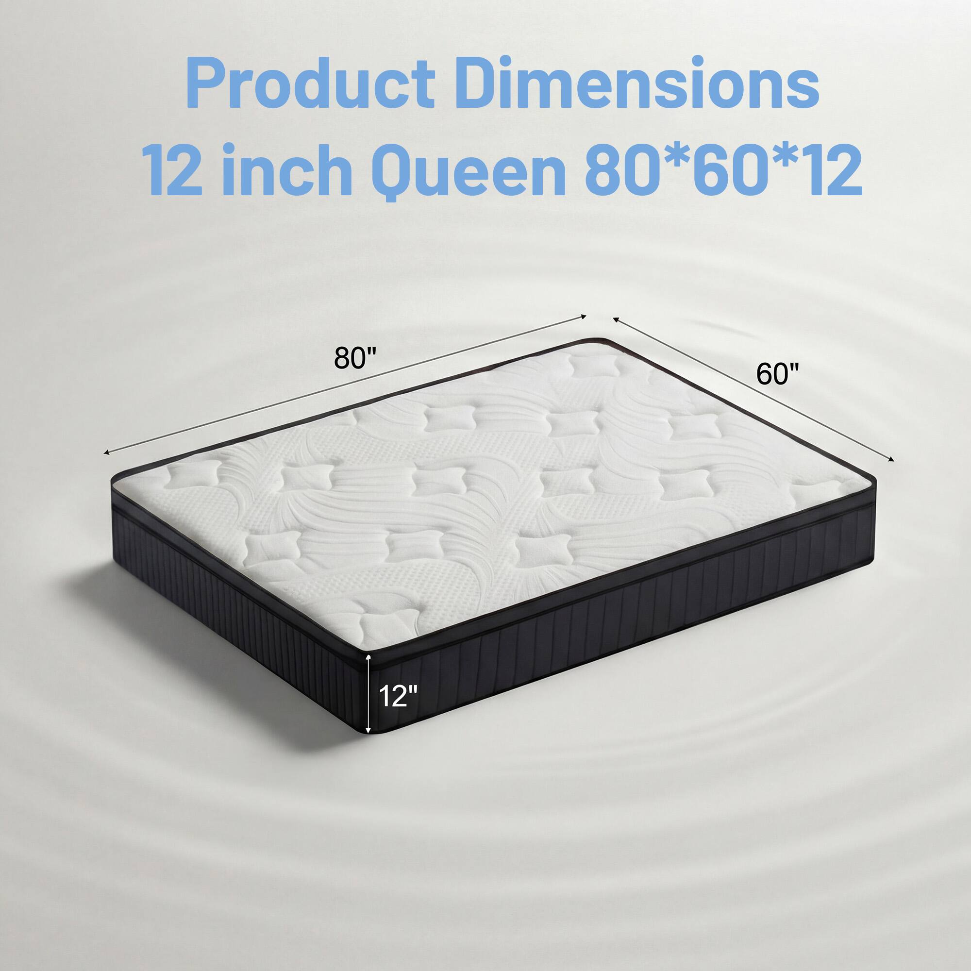Product Dimensions  
12 inch Queen 80*60*12

80"  
60"  
12"