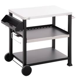 Outsunny - Outdoor Grill Cart Table with Side Handle - Black