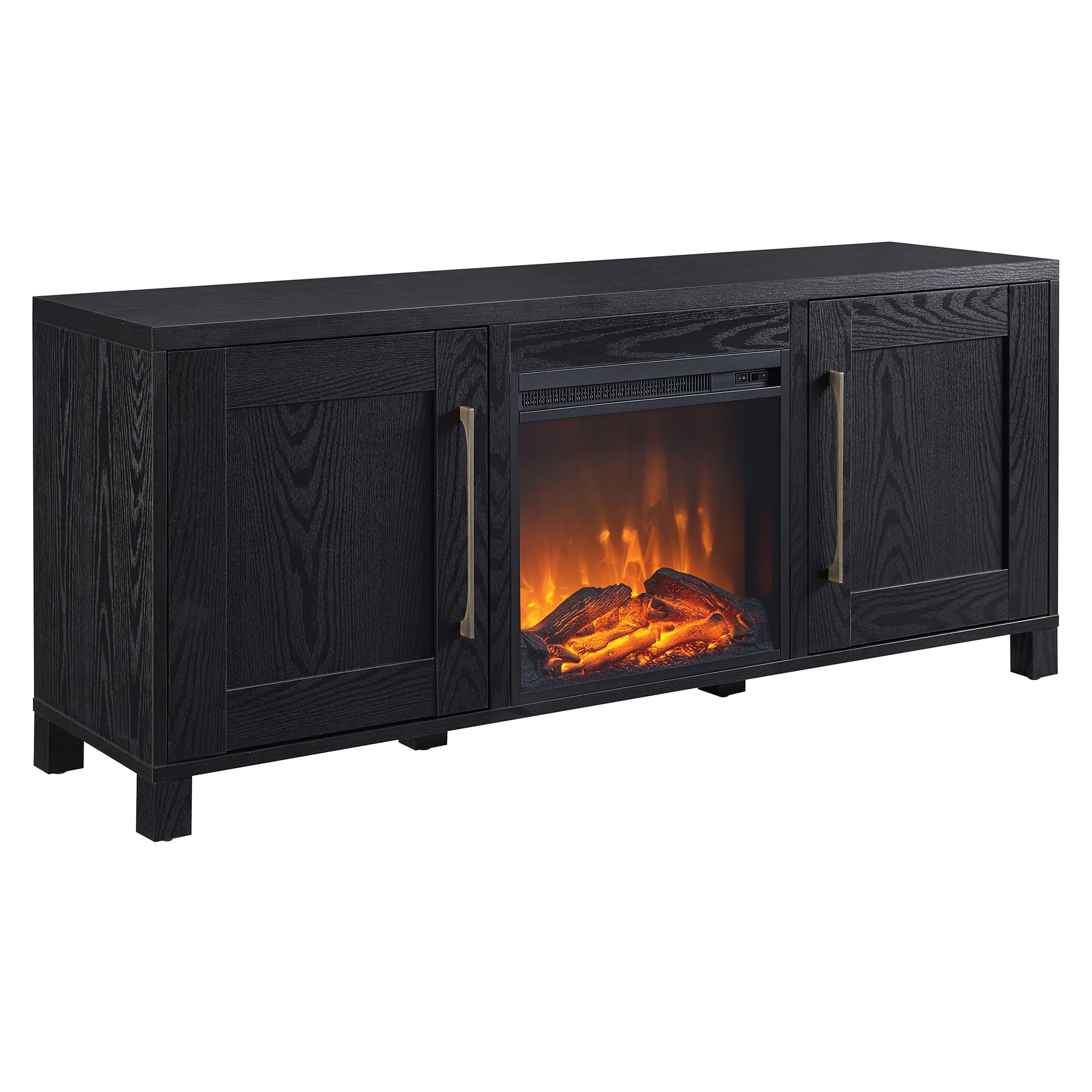 Angle. Camden&Wells - Chabot Log Fireplace TV Stand for Most TVs up to 65" - Black Grain.