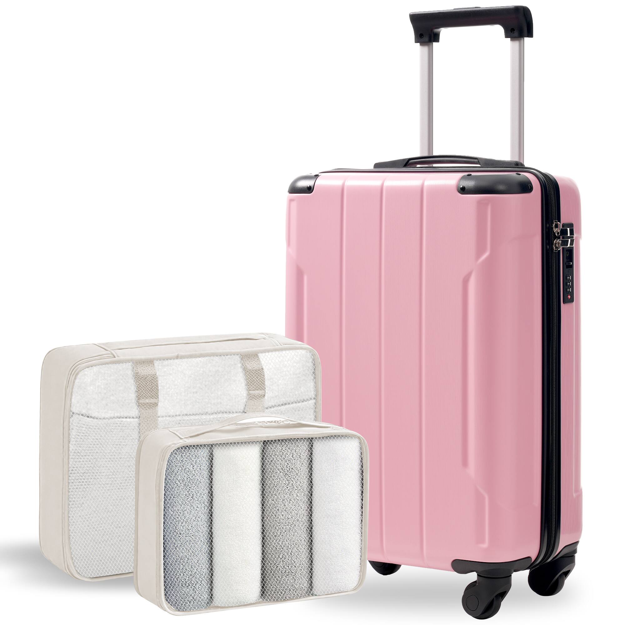 Angle. ELEMENT ACE - 20-Inch Hardshell Carry-On Luggage, Lightweight ABS Suitcase with Spinner Wheels & TSA Lock - Pink.