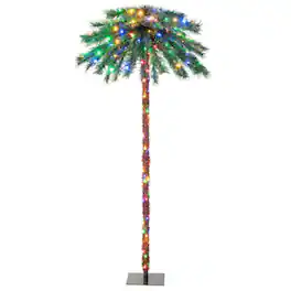 Resenkos - 6-Ft Pre-Lit Artificial Tropical Christmas Palm Tree - Green
