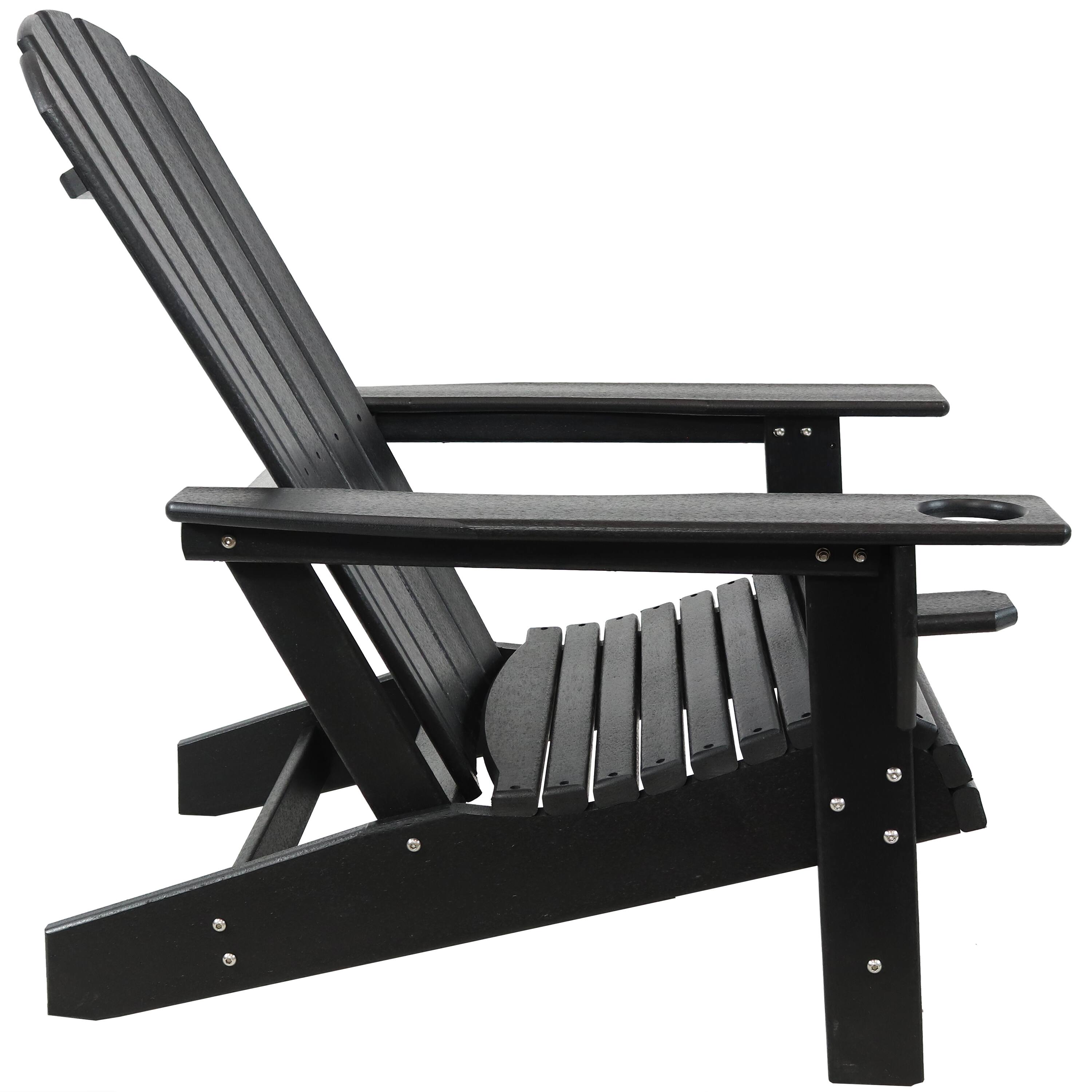Alt View 8. Sunnydaze - Lake Style Adirondack Chair with Cup Holder - Black.