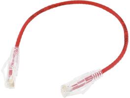 Nippon Labs - 28 AWG Snagless Cat6 Ethernet Cable - 1ft, Red, 550MHz, UTP, RJ45