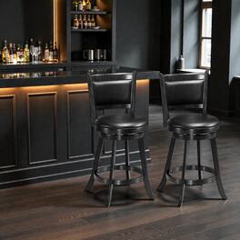 Hivvago - 24-Inch Swivel Counter Stools with Upholstered Seats - Set of 2 - Black