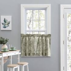 Front. Ellis Curtain - Ellis Curtain Lexington Leaf Pattern on Colored Ground Curtain Tiers 56"x24" Sage - Sage.
