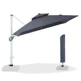 Mondawe - 10ft. Square Aluminum 360-Degree Cantilever Patio Umbrella - Gray