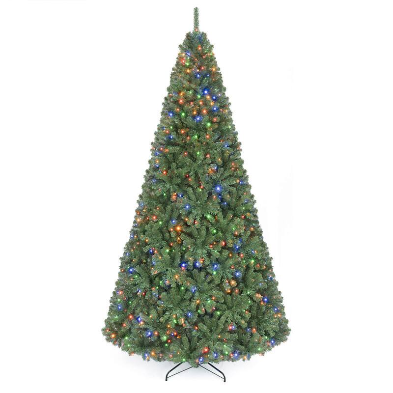 Alt View 3. WELLFOR - 9 ft Pre‑Lit Artificial Christmas Tree, Hinged Xmas Tree with 2944 Branch Tips,1000 LED Lights - Green.