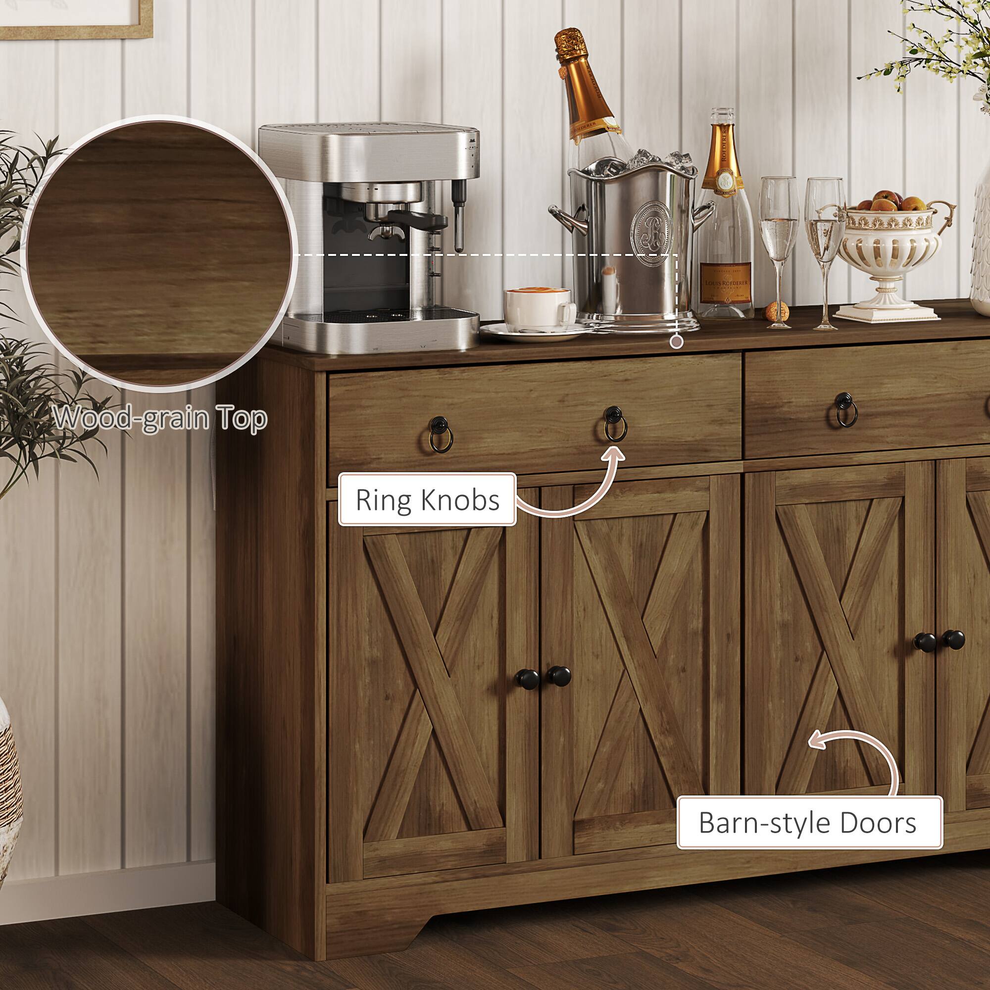 Wood-grain Top, Ring Knobs, Barn-style Doors