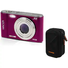 Bundle - Minolta - MND20 44 MP 2.7K Ultra HD Digital Camera (Magenta) With Slinger Camera case