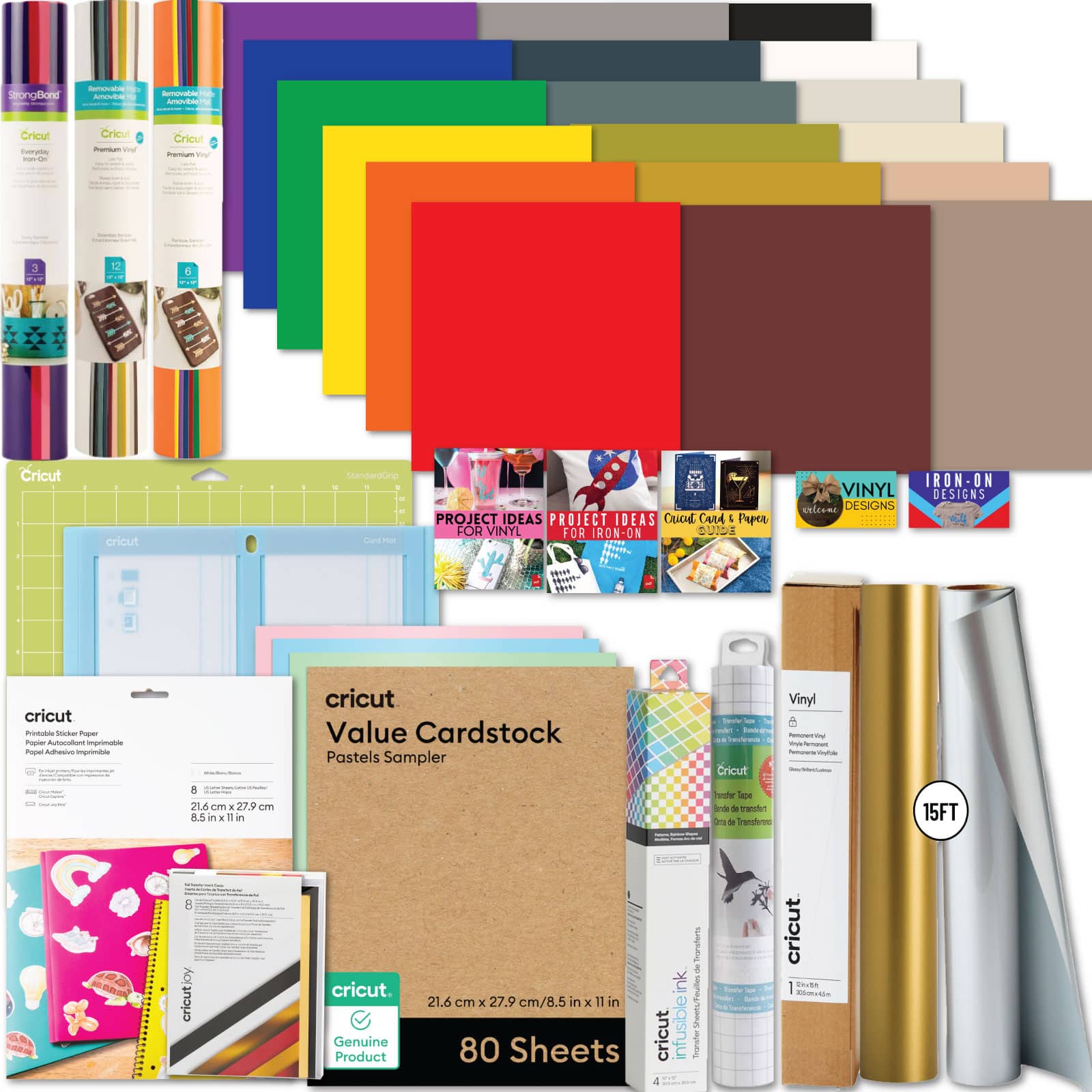 Cricut - Ultimate Materials, Vinyl Rolls and Accessories Bundle for Explore Air & Maker, 150+ Piece