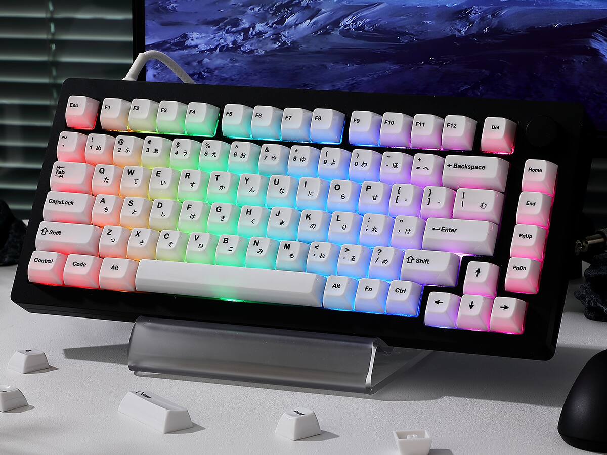 Ese F1 F2 F3 F4 F5 F6 F7 F8 F9 F10 F11 F12 Del ~ ` 1 2 3 4 Tab Q W E R T Y U I O P { } [ ] | Backspace I I Enter Home End PgUp PgDn Alt Fn Ctri

CapsLock A S D F G H J K L : ; " ' , . / Shift Z X C V B N M < > ? Shift Control Code Alt % ¥ & * ( ) - + =