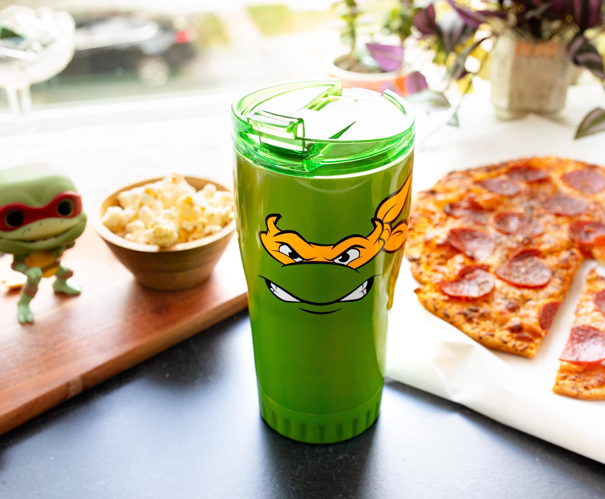 Alt View 2. Silver Buffalo - Teenage Mutant Ninja Turtles Michelangelo Stainless Steel Tumbler With Lid - Green.