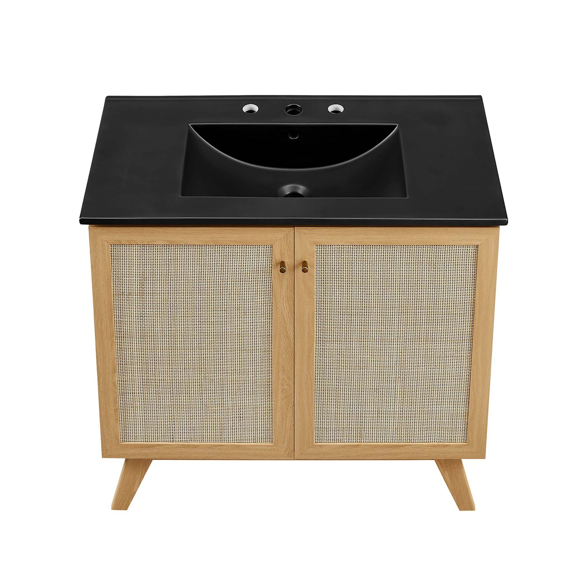 Alt View 10. Modway - Soma Bathroom Vanity with Black Basin Included by Modway - Oak Black.