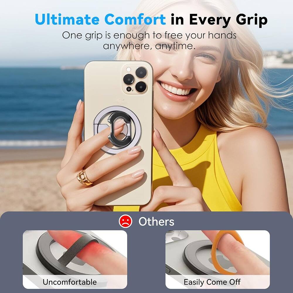 Alt View 1. PARKER SLATER - Phone Grip Holder – Adjustable Magnetic Ring Stand - Grey.