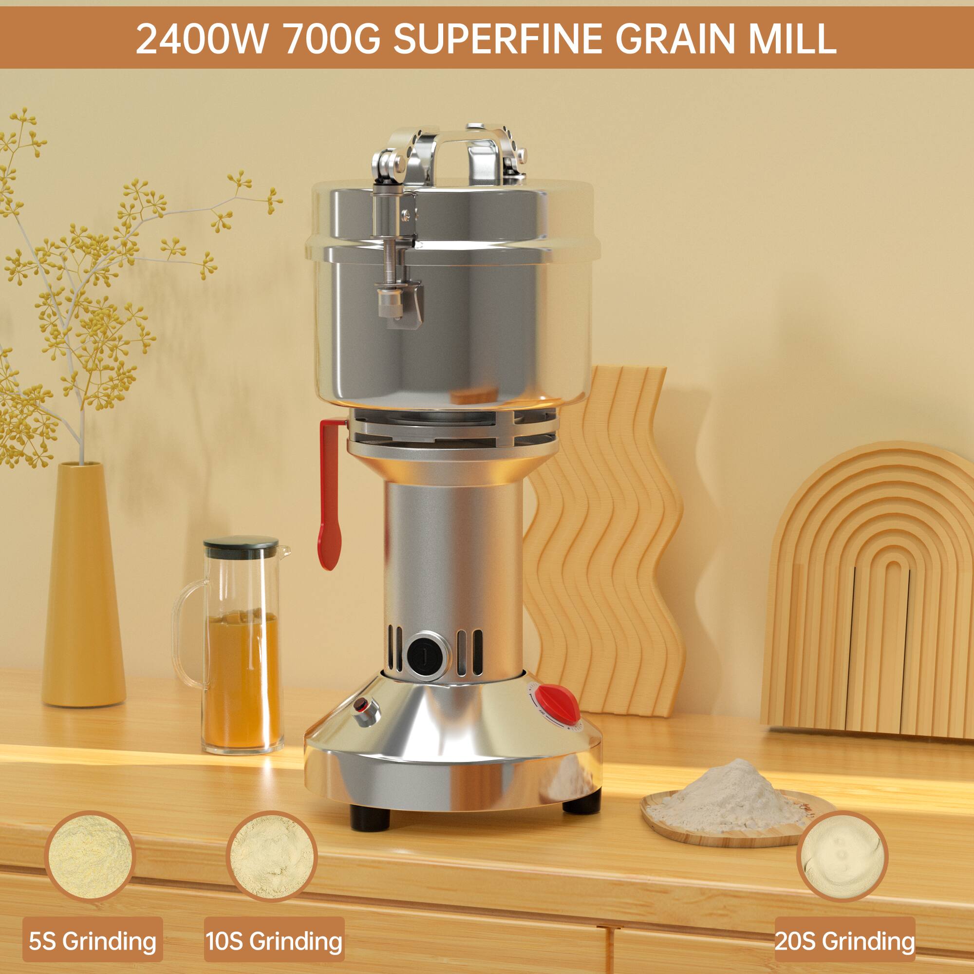 2400W 700G SUPERFINE GRAIN MILL

5S Grinding  
10S Grinding  
20S Grinding