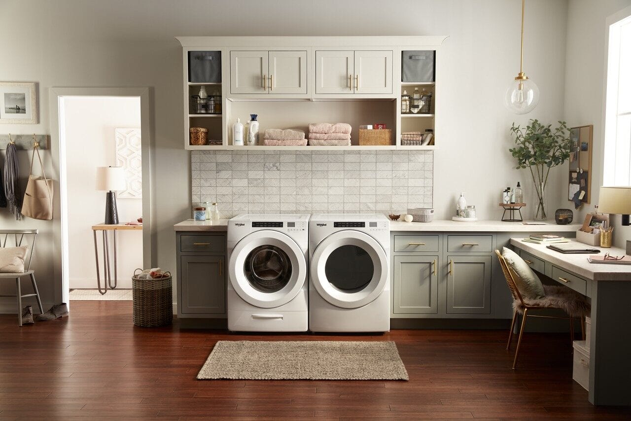 Alt View 22. Whirlpool - 4.5 Cu. Ft. High Efficiency Stackable Front Load Washer with Steam and Load & Go Dispenser - White.
