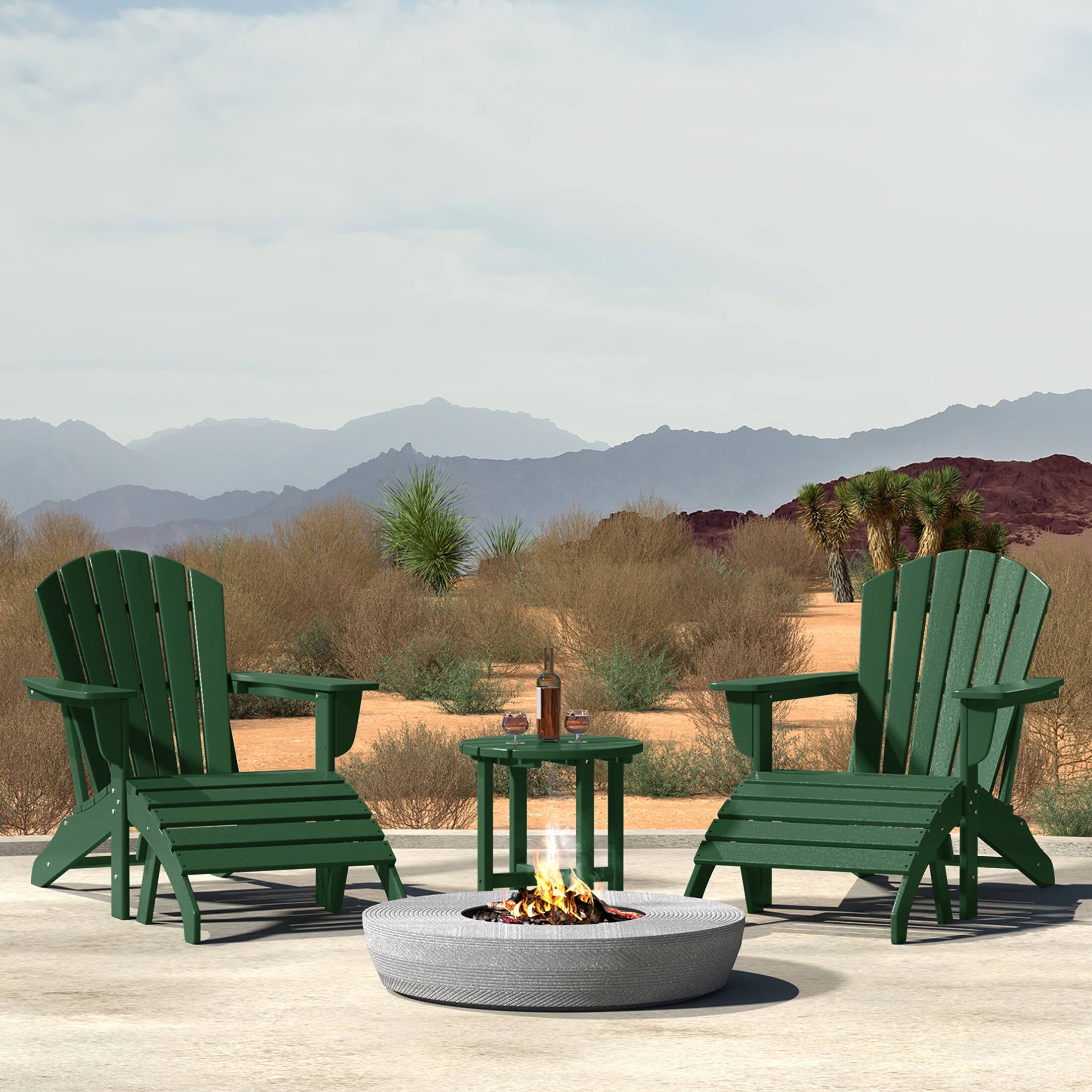 Angle. WestinTrends - WestinTrends Dylan Outdoor Adirondack Chair With Ottoman And Side Table 5-Piece Set - Dark Green.