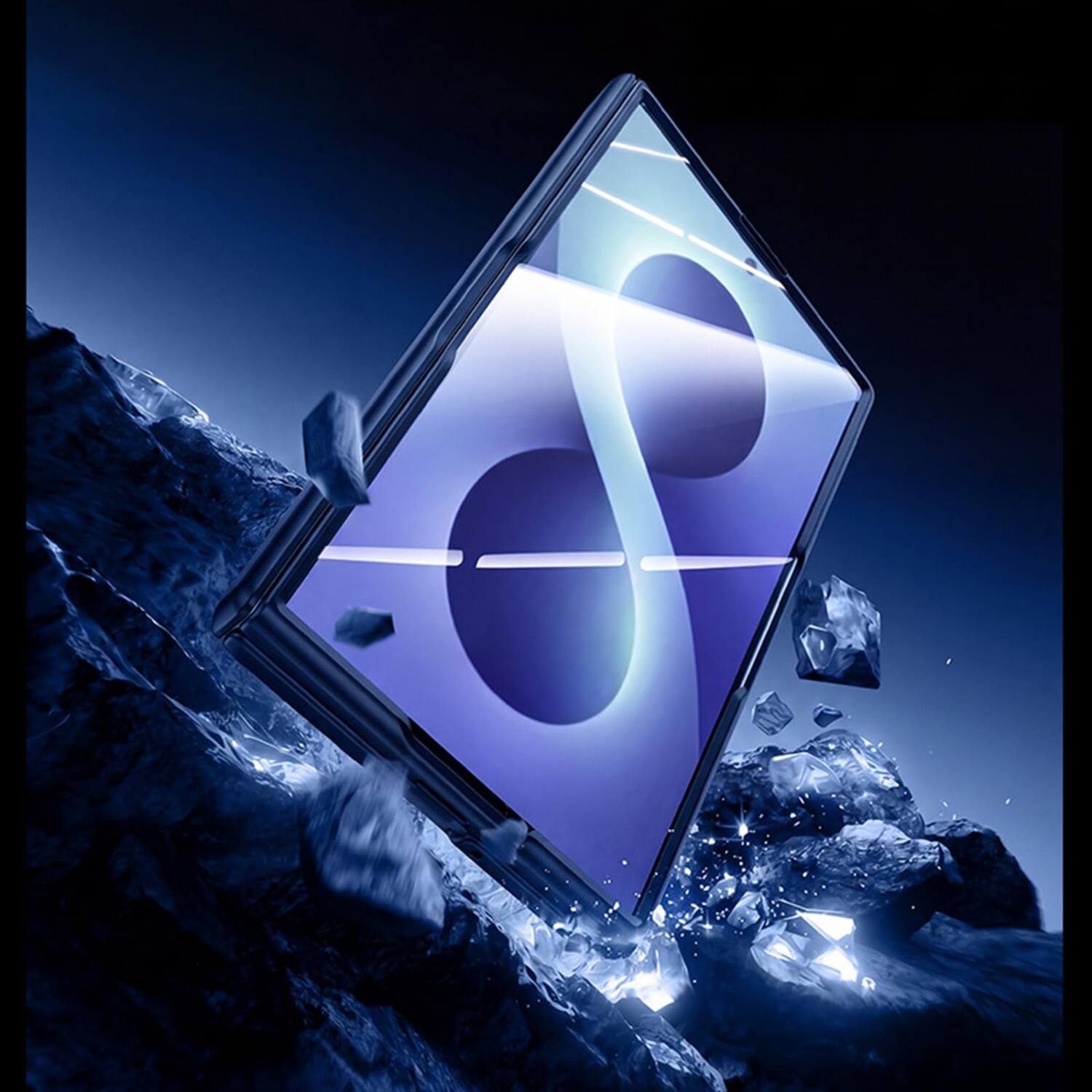 Back. Dteck - Rugged Magnetic Case For Samsung Galaxy Z Fold8 Built-in Screen Protector,Ring Stand Hinge Protection Cover - Blue(Privacy Film).