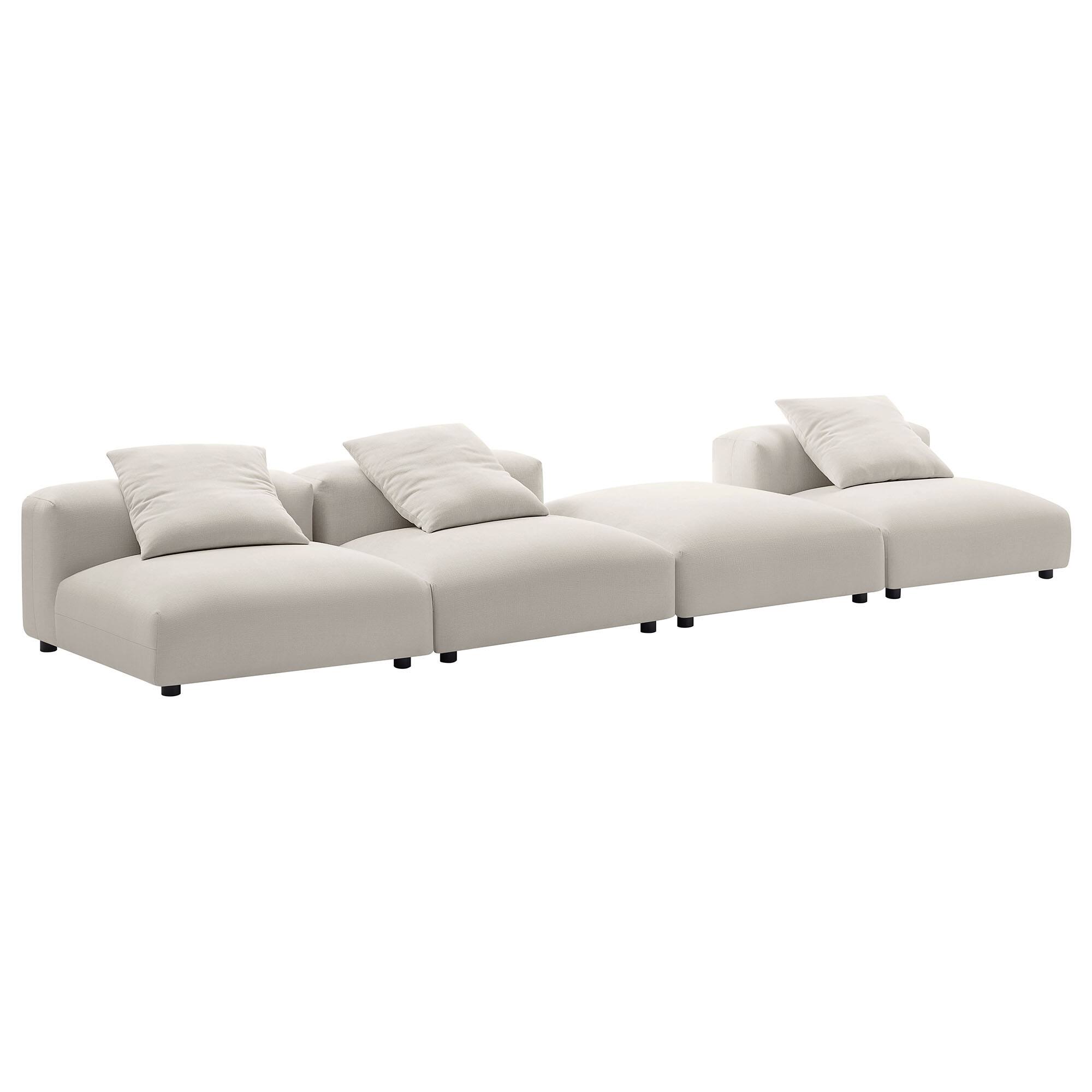 Front. Modway - Solace 4-Piece Modular Upholstered Fabric Sectional Sofa by Modway - Gray.