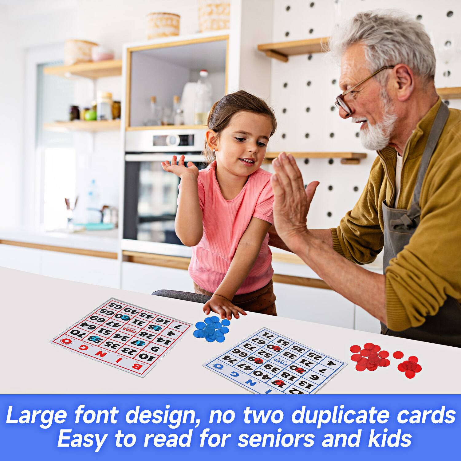 E9 43 KS 8 1 70 51 INEE 4 KL O 14 51 D 6 N 10 14 25 I  B 21 4 D 1 18 N Large font design, no two duplicate cards. Easy to read for seniors and kids.