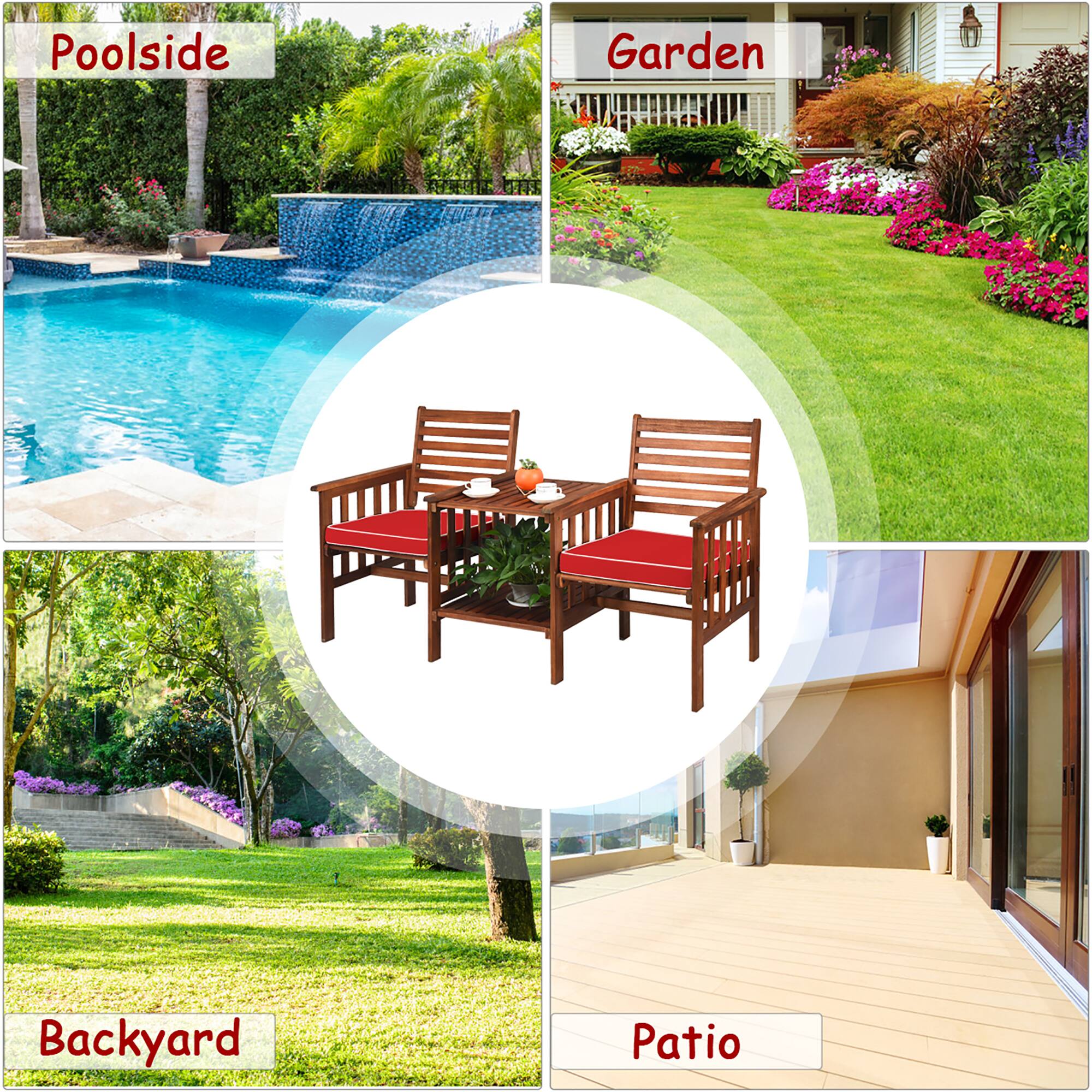 - Poolsides
- Garden
- Backyard
- Patio