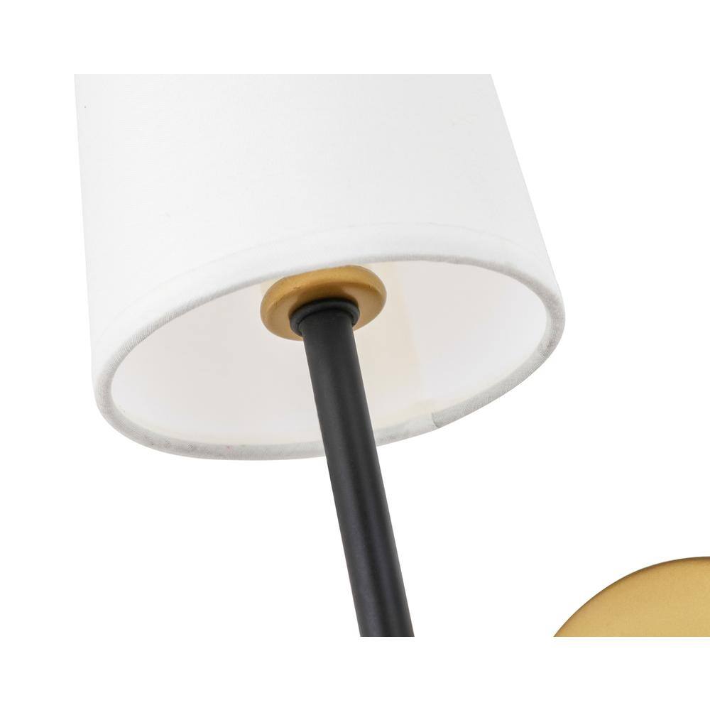 Left. Living District - Mel 1 light Brass and Black and White shade wall sconce - Brass And Black And White Shade.