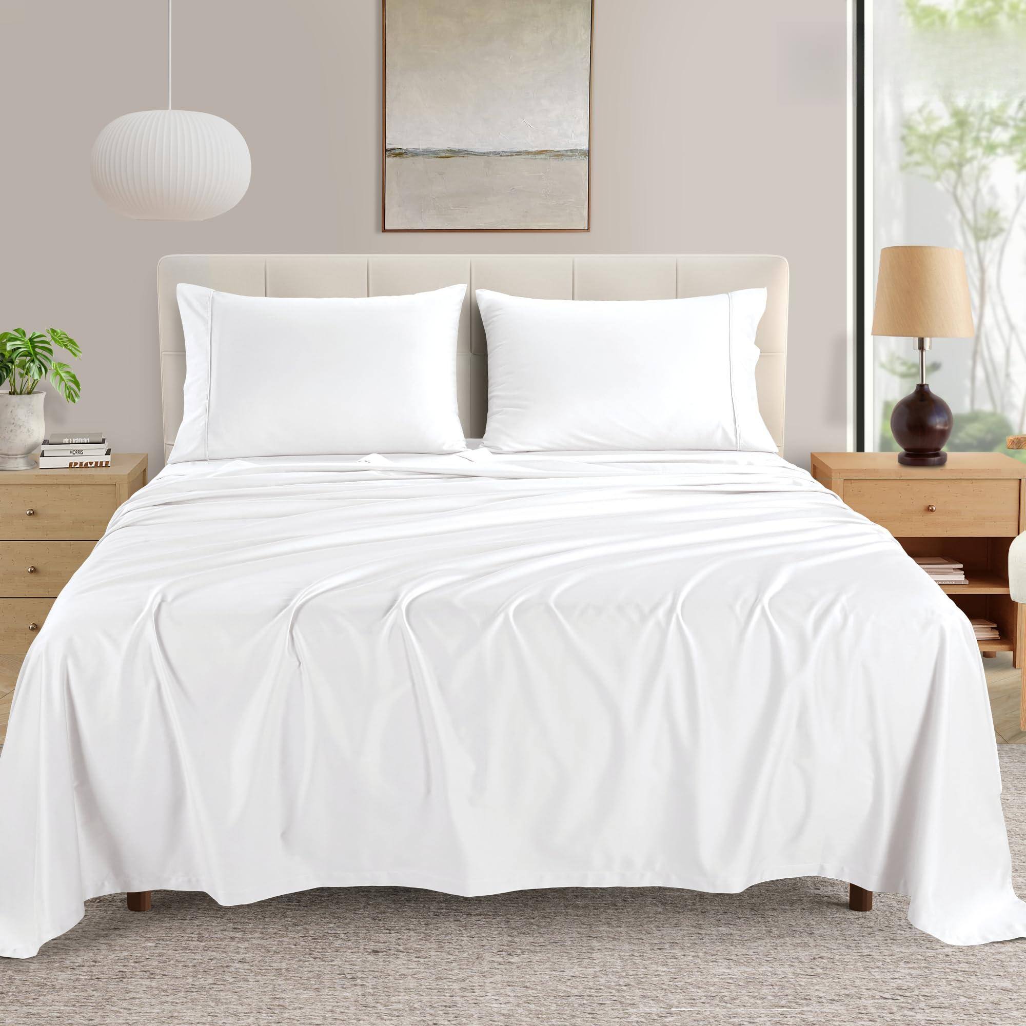 Alt View 2. Skar Audio - Egyptian Cotton Sheets King Size Set With Fully Elasticated Fitted Sheet & Pillowcase Sets 400 Tc Hotel Col... - Mineral Queen.