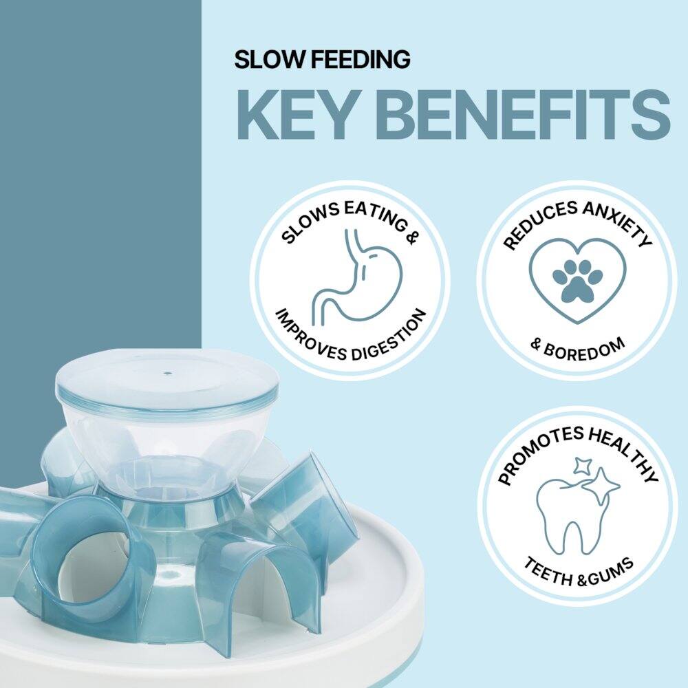 SLOW FEEDING  
KEY BENEFITS  
- SLOWS EATING & IMPROVES DIGESTION  
- REDUCES ANXIETY & BOREDOM  
- PROMOTES HEALTHY TEETH & GUMS
