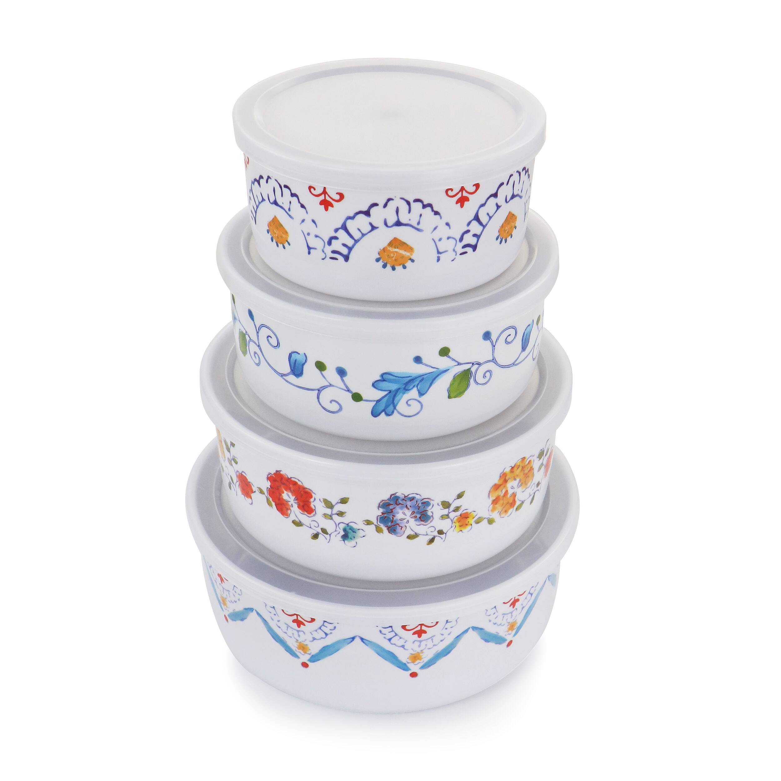 Angle. Gibson - Gibson Home 8 Piece Anaya Round Nesting Food Storage Set - White.