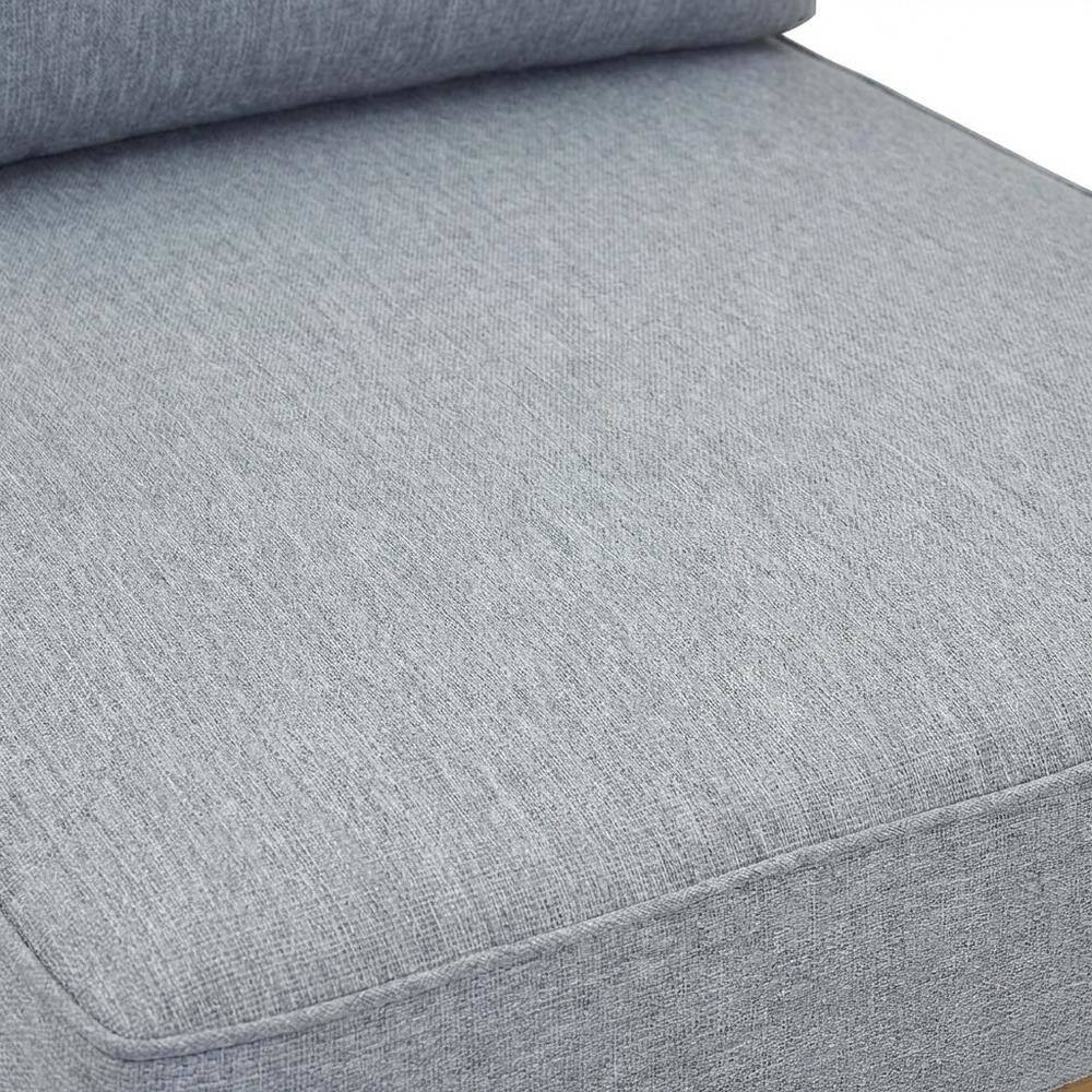 Alt View 1. Outdoor Escape - Outdoor Patio Teak Right-Facing Sofa With Cushioned Seat And Armrests - Gray.