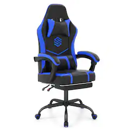 WELLFOR - Gaming Chair Height Adjustable Computer Chair with Headrest Ergonomic Office Task Chair - Navy