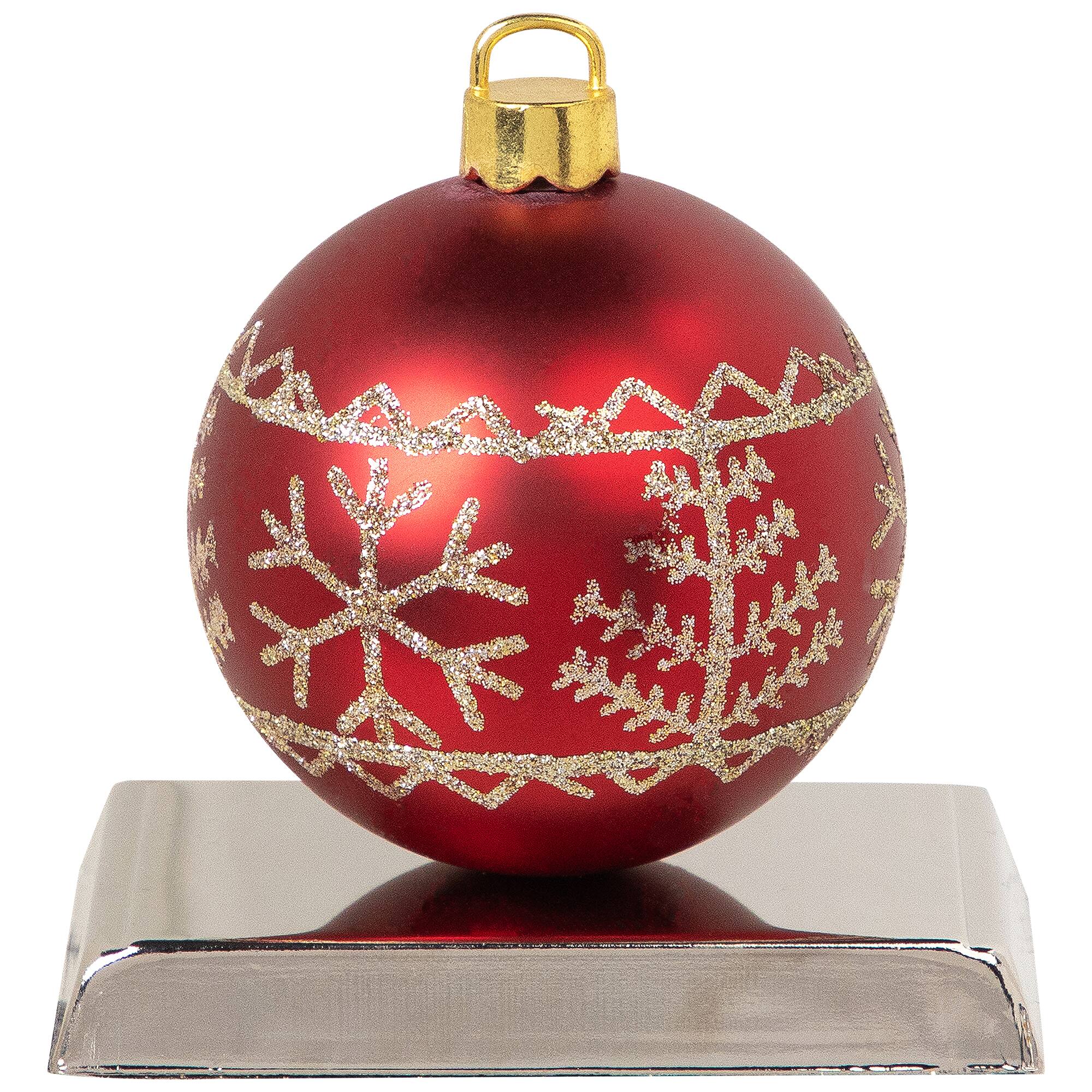 Alt View 5. Northlight - Glitter Snowflake Red Ball Ornament Christmas Stocking Holder - 5.5" - Red.