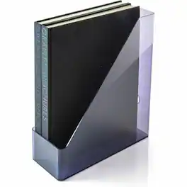 Officemate - Literature/Magazine Holder Vertical 12.2" x 10.3" x 4.3" Plastic Sturdy Durable Reusable - Translucent Gray