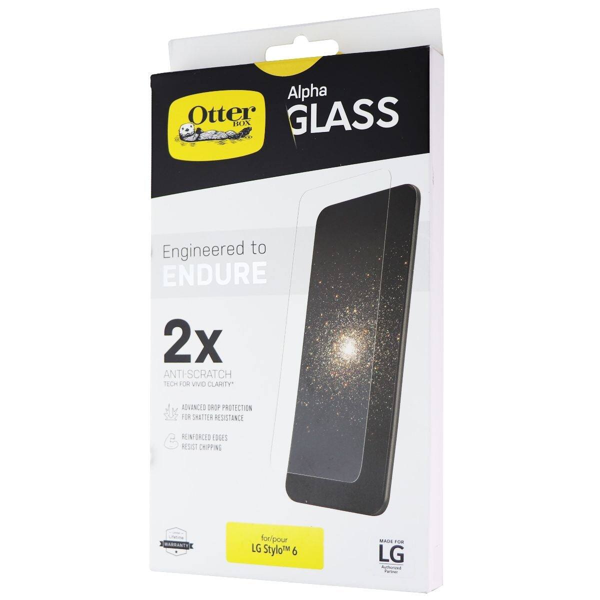 Alpha Otter BOX GLASS Engineered to ENDURE 2x ANTI-SCRATCH TECH FOR VIVO CLARITY ADVANCED DROP PROTECTION FOR SHATTER RESISTANCE REINFORCED EDGES RESIST CHIPPING MARRANTY for pour LG Stylo 6 MADE FOR LG